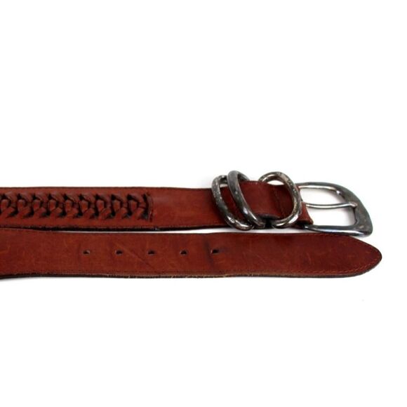 Eddie Bauer BROWN GENUINE LEATHER 1 5/8"Wd DRESS CASUAL WOMEN'S BELT Sz L (R67 - Picture 11 of 12